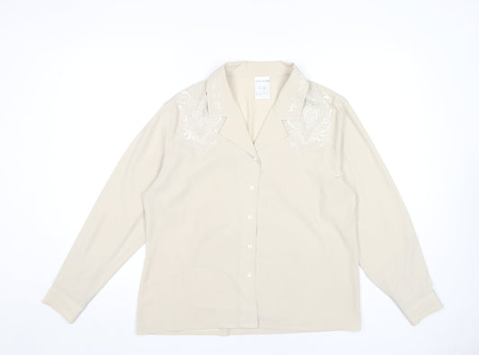 Alexon Women's Beige Blouse Size 14, Long Sleeve, Collared