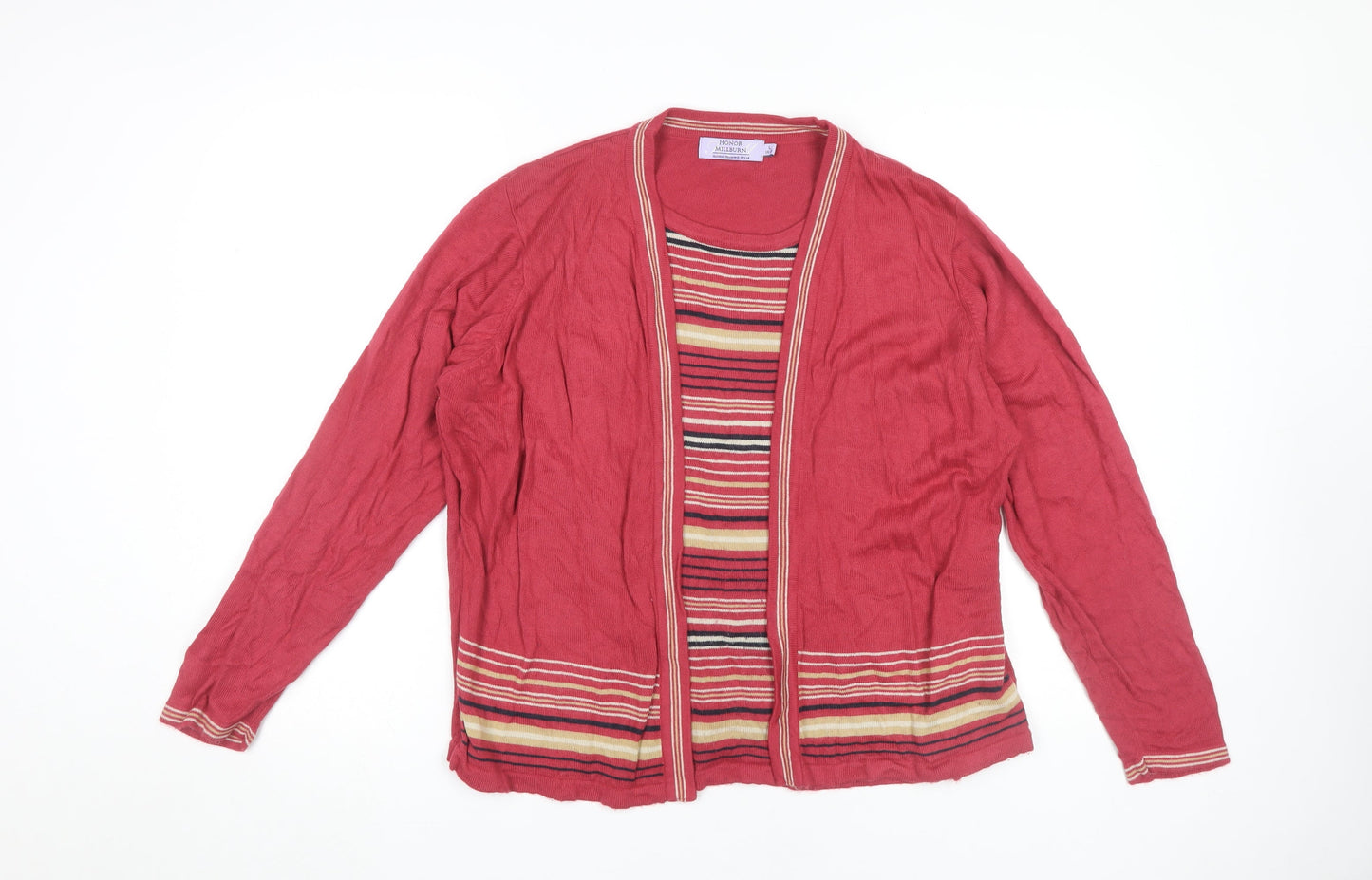 Honor Millburn Women's L Red Striped Cardigan