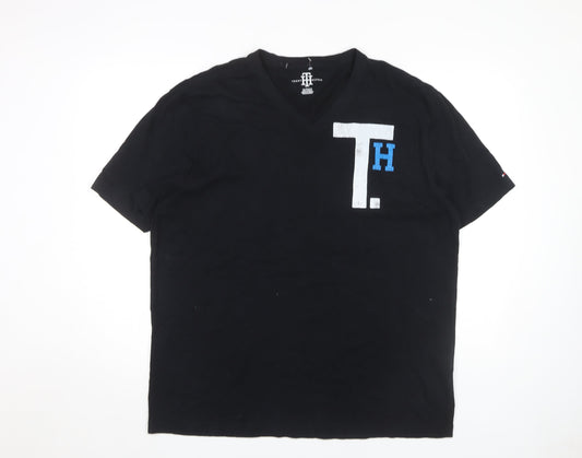 Tommy Hilfiger Men's Black XLT V-Neck T-Shirt