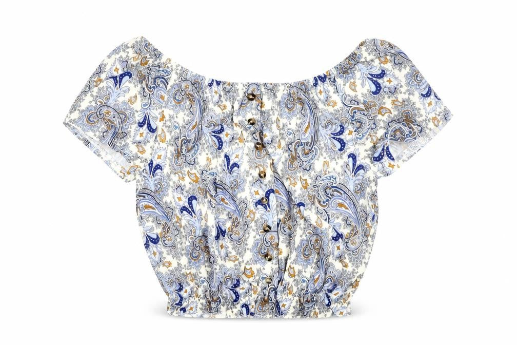 Women's Multicoloured Cropped Blouse XS Casual Paisley