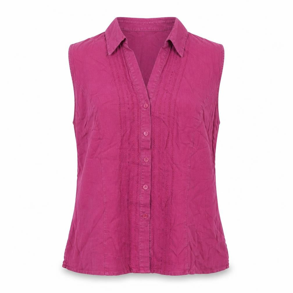 Marks & Spencer Women's Purple Button-Up Top - Size 14