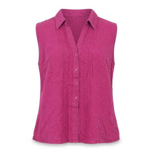 Marks & Spencer Women's Purple Button-Up Top - Size 14