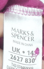 Marks & Spencer Women's Purple Button-Up Top - Size 14