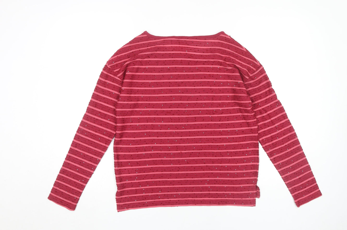Next Red Sequin Striped Jersey Top - Size 10