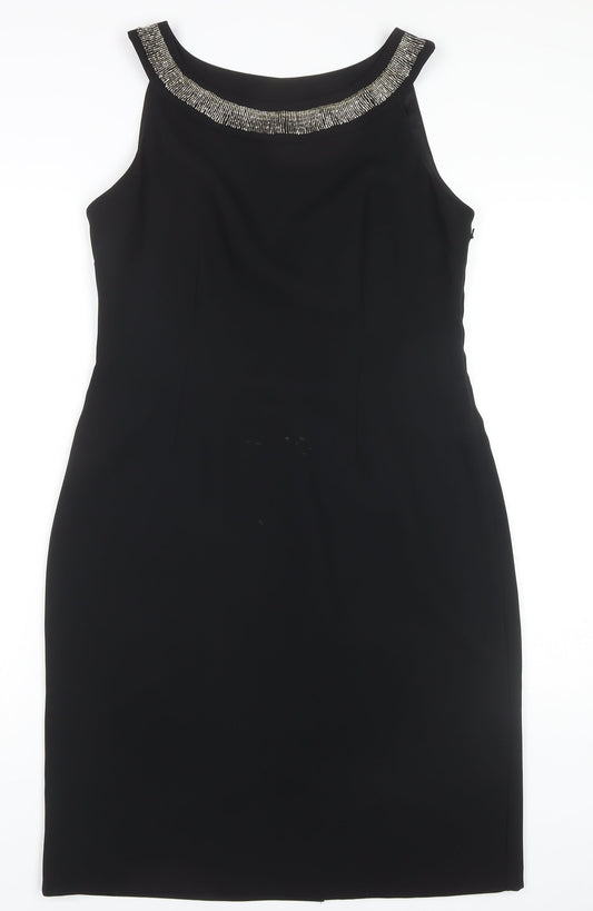 Michaela Louisa Black Sheath Dress, Size 12, Formal, Beaded