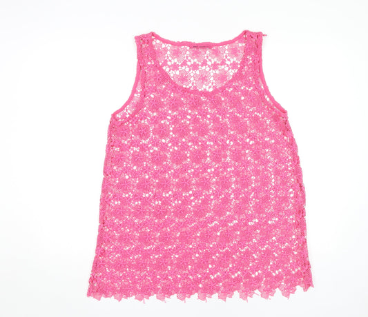 Next Women's Pink Crochet Sleeveless Cotton Camisole