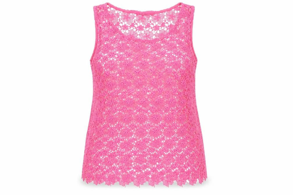 Next Women's Pink Crochet Sleeveless Cotton Camisole