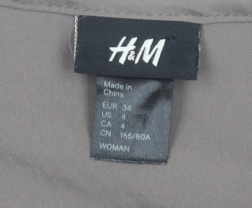 H&M Women’s Brown Ruffle Blouse, Size 6, Casual Top