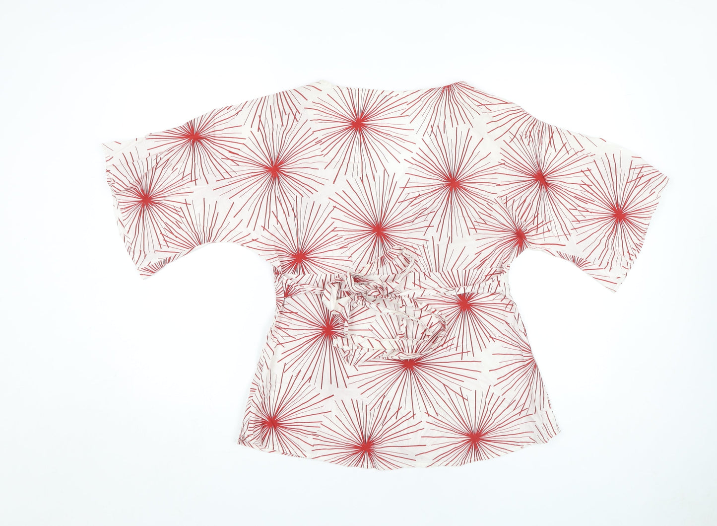 H&M Women's Red Blouse Size 14 Geometric Pattern