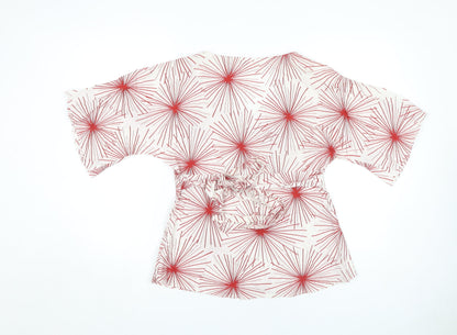 H&M Women's Red Blouse Size 14 Geometric Pattern