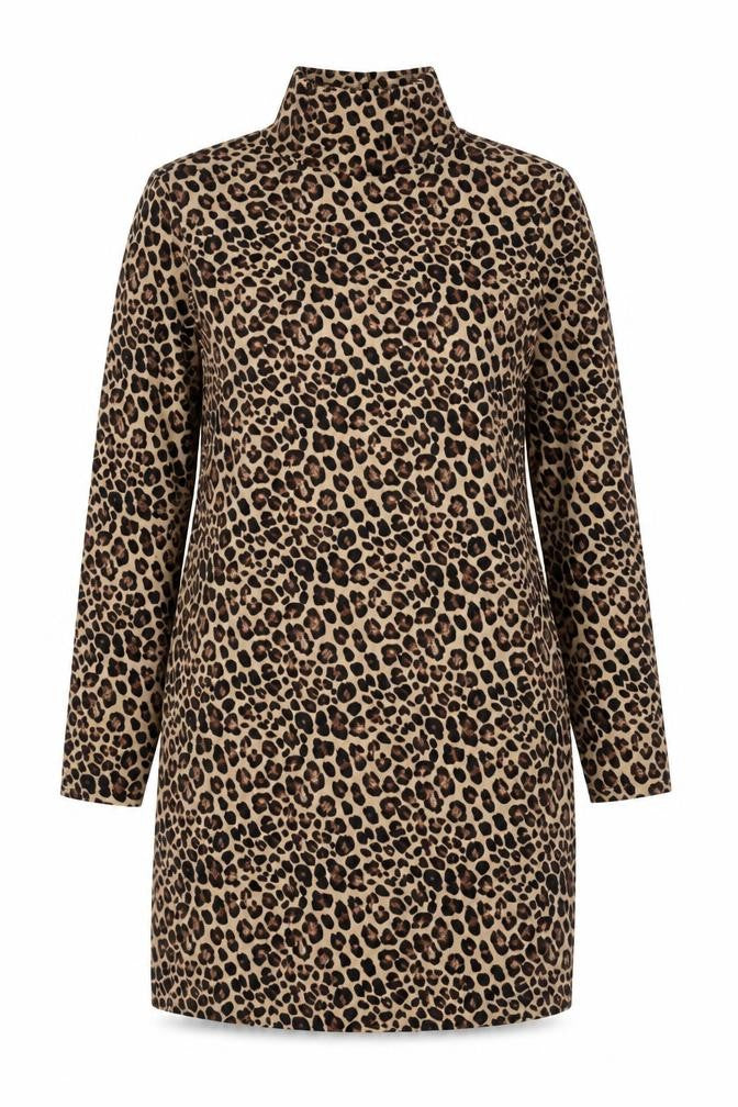 New Look Women's Brown Long Sleeve Leopard Dress
