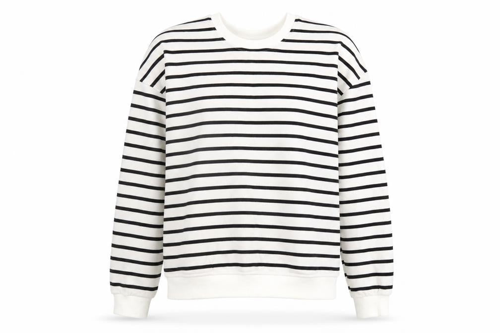 Kiabi Unisex White Striped Crew Neck Sweatshirt M