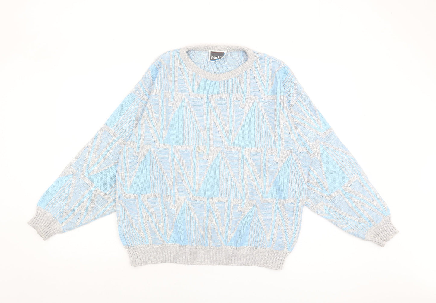 Farah Women's Blue Geometric Pullover Jumper, Medium