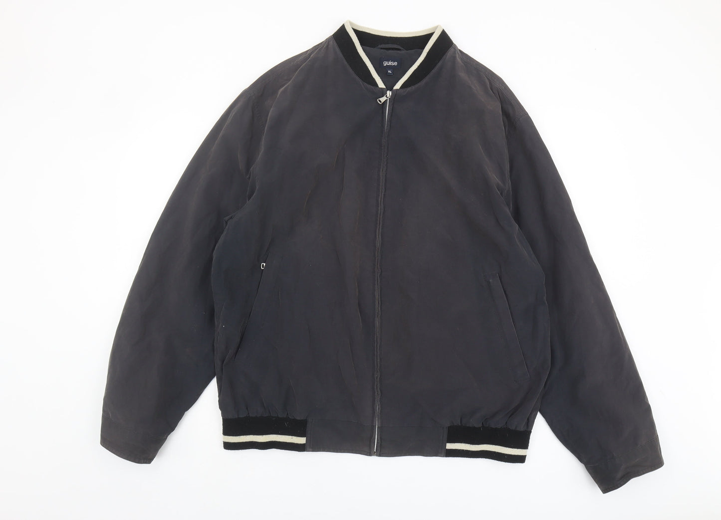 Guise Men's Black XL Bomber Jacket Zip Stand-Up Collar