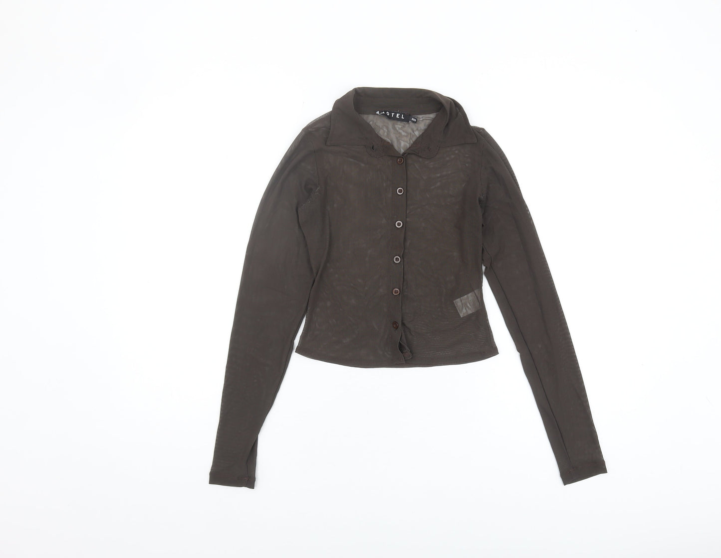 Motel Women's Brown Button-Up Shirt XXS Slim