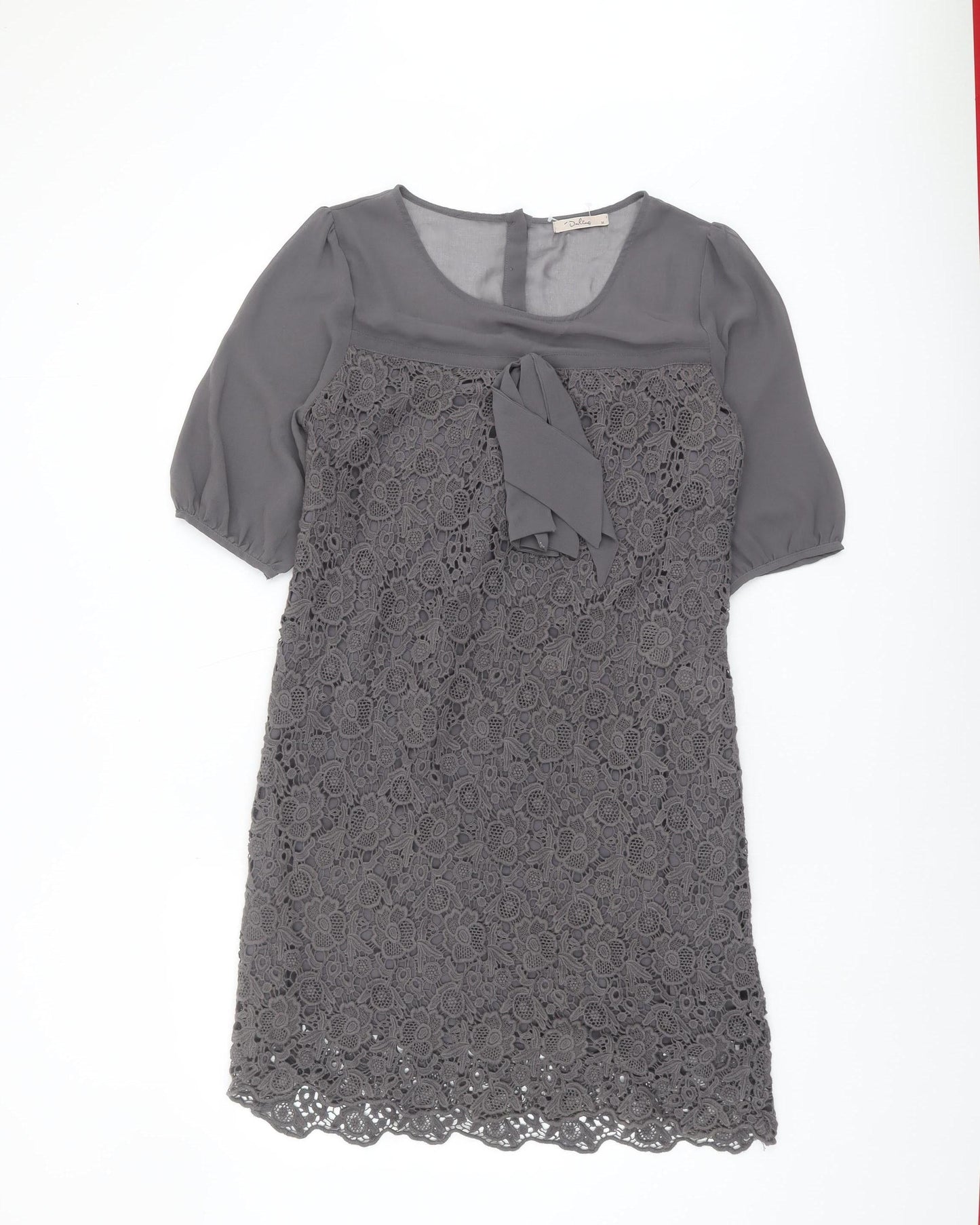 Darling Women's Grey Lace Shift Dress M