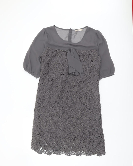 Darling Women's Grey Lace Shift Dress M