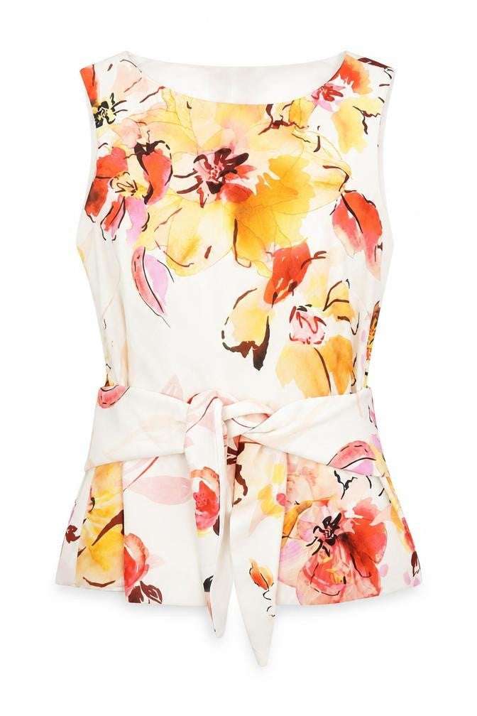 Roman Women's Floral Sleeveless Top, Size 12, Multicoloured