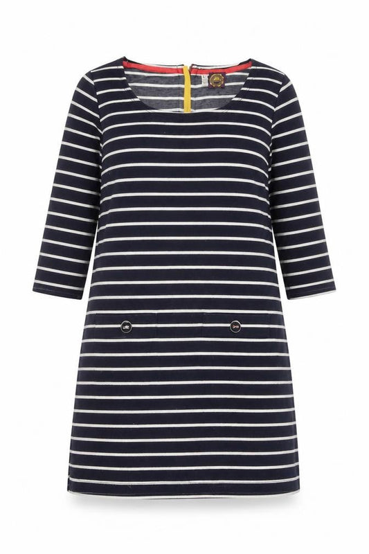 Joules Women's Navy Striped Shift Dress Size 10