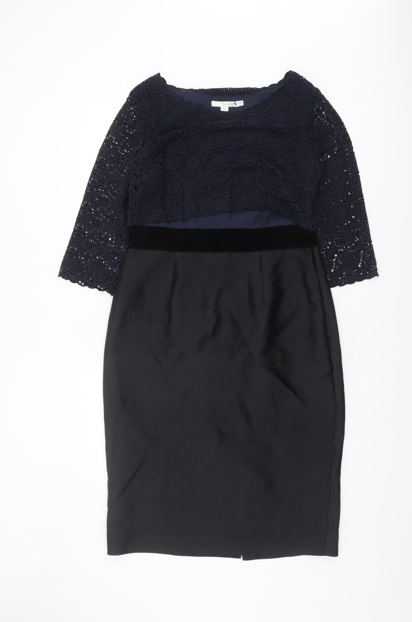 Boden Women's Black Lace Sheath Dress Size 14 Formal