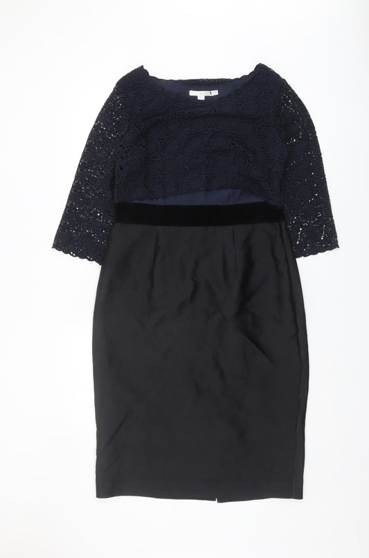 Boden Women's Black Lace Sheath Dress Size 14 Formal