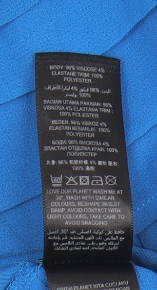 Close-up detail of Principles Blue Women's Blouse 12 Viscose Sleeveless