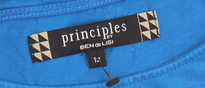 Brand and care label for Principles Blue Women's Blouse 12 Viscose Sleeveless