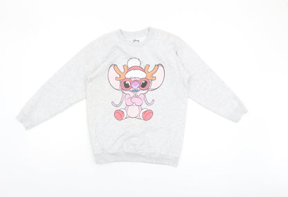 Preloved Disney Unisex Grey Pullover Sweatshirt L - Front
