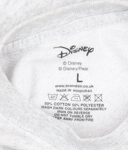 Preloved Disney Unisex Grey Pullover Sweatshirt L - Detail