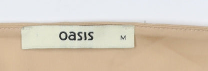 Oasis Women’s Beige Beaded Neck Blouse Medium