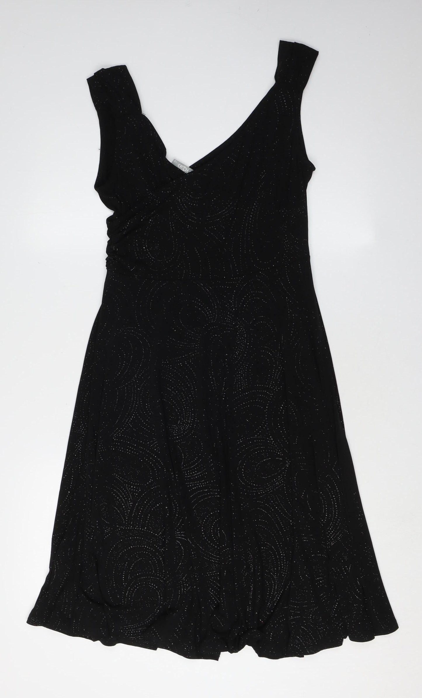 Wallis Black Sleeveless V-Neck Party Dress Size 12