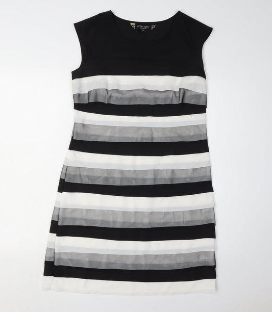 Principles Black Striped Sheath Dress, Size 10 - Elegant Style