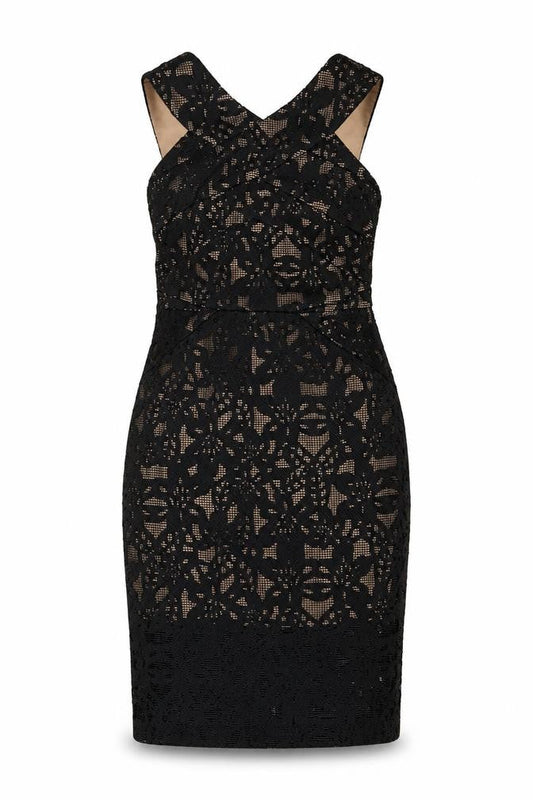 Oasis Black Sleeveless Lace Dress UK 8 Women