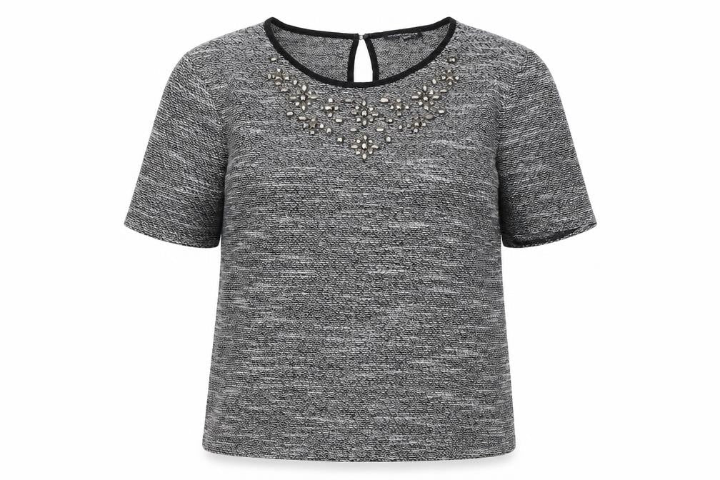 Warehouse Women's Grey Embroidered Top, UK 10