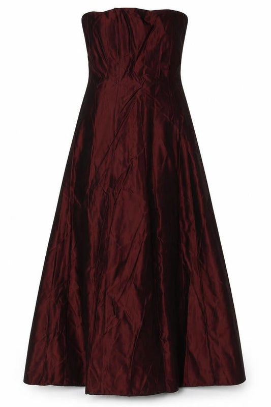 BHS Women's Long Red A-Line Strapless Dress Size 8