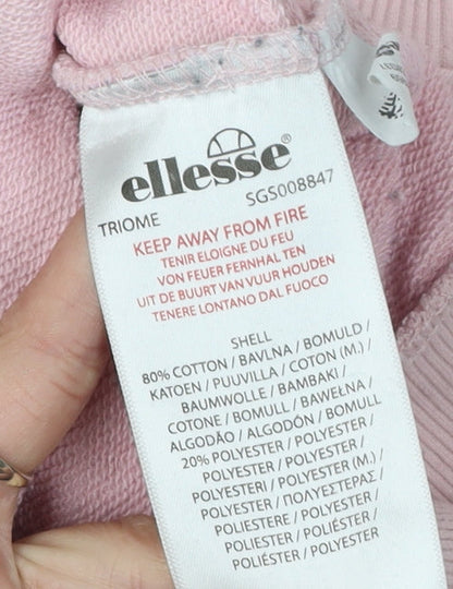 Brand and care label for Ellesse Women's Pink Logo Pullover Sweatshirt, size 12