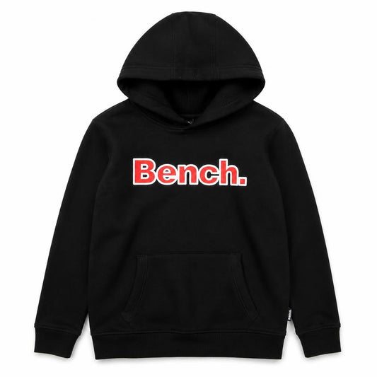 Front view of Bench boys’ black pullover hoodie - graphic, 11-12 years