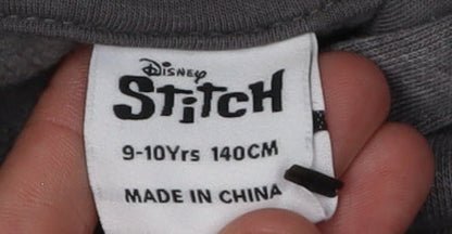 Close-up detail of Disney girls’ grey stitch hoodie pullover 10 years