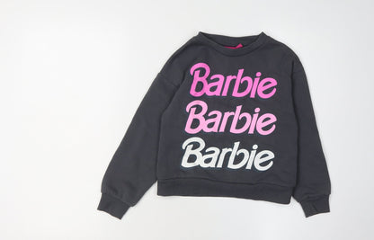 Additional front view of Barbie girls’ black pullover sweatshirt 7-8 years logo print