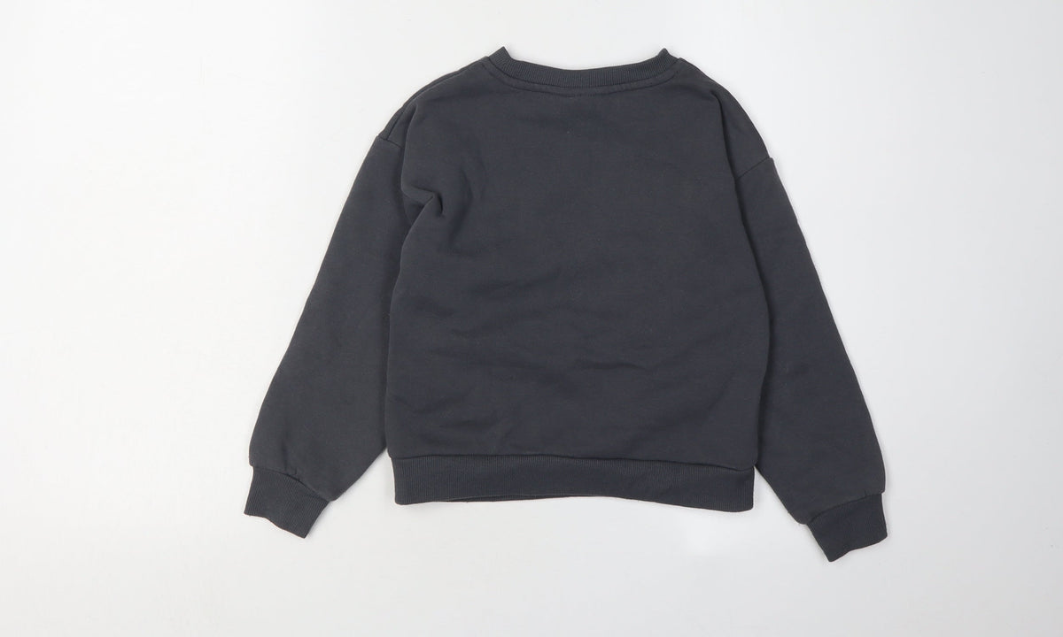 Barbie Girls Black Pullover Sweatshirt 7-8 Years Logo Print