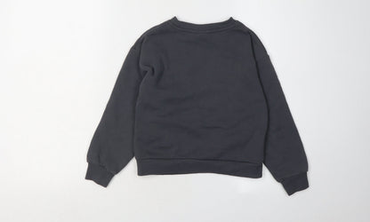 Back view of Barbie girls’ black pullover sweatshirt 7-8 years logo print