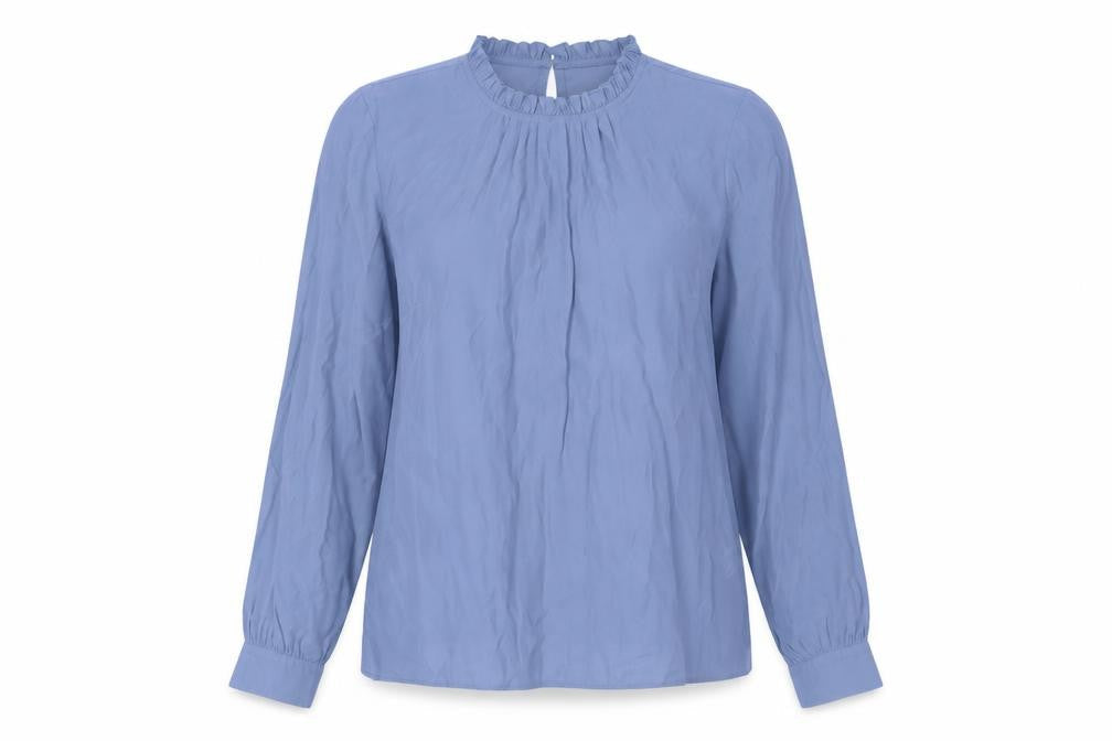 Warehouse Women’s Blue High Neck Long Sleeve Blouse