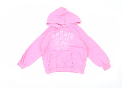 Additional front view of Barbie Pink girls’' hoodie 7-8 years cotton pullover