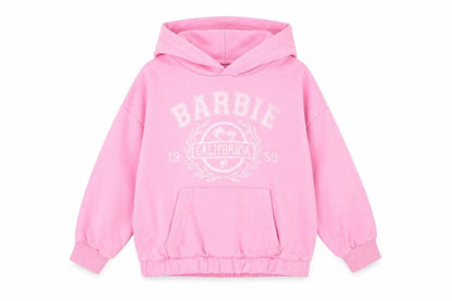 Front view of Barbie Pink girls’' hoodie 7-8 years cotton pullover