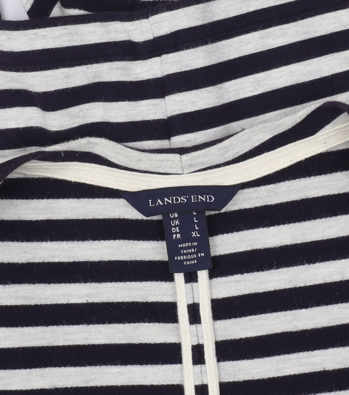 Lands' End Women's Black & White Striped Open Front Cardigan XL