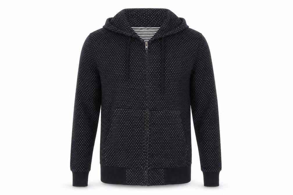 French Connection Men's Black Polka Dot Hooded Jacket M