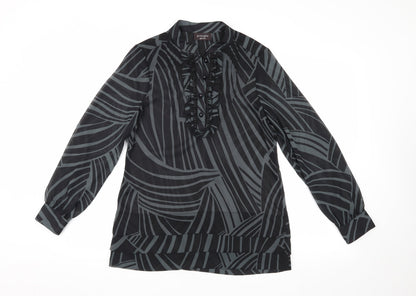 Additional front view of Principles Petites Black Geometric Blouse, size 10
