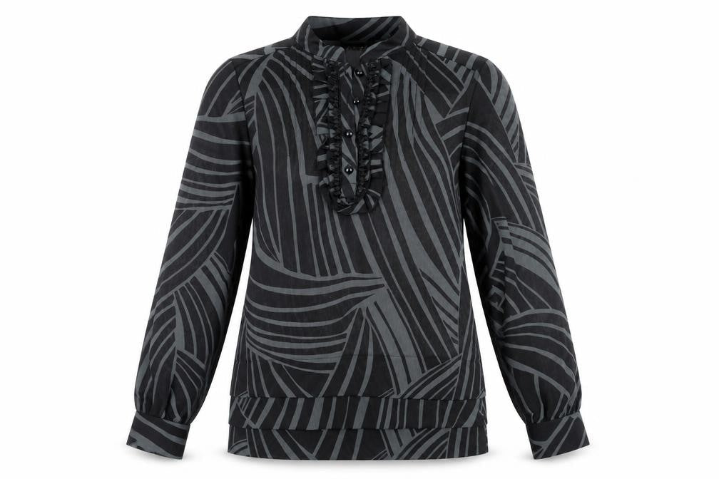 Principles Petites Black Geometric Blouse, Size 10