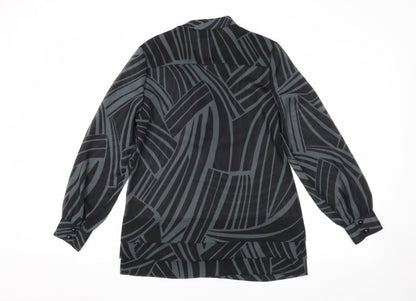 Back view of Principles Petites Black Geometric Blouse, size 10