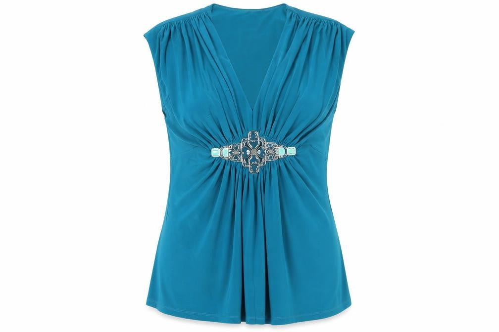 Planet Women's Green Sleeveless V-Neck Blouse - L